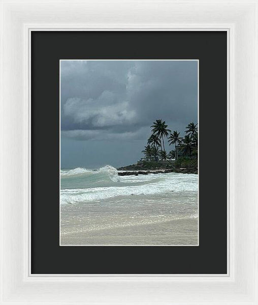 Tropical Beach with Stormy Sky - Framed Print