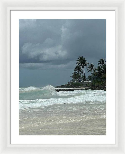 Tropical Beach with Stormy Sky - Framed Print