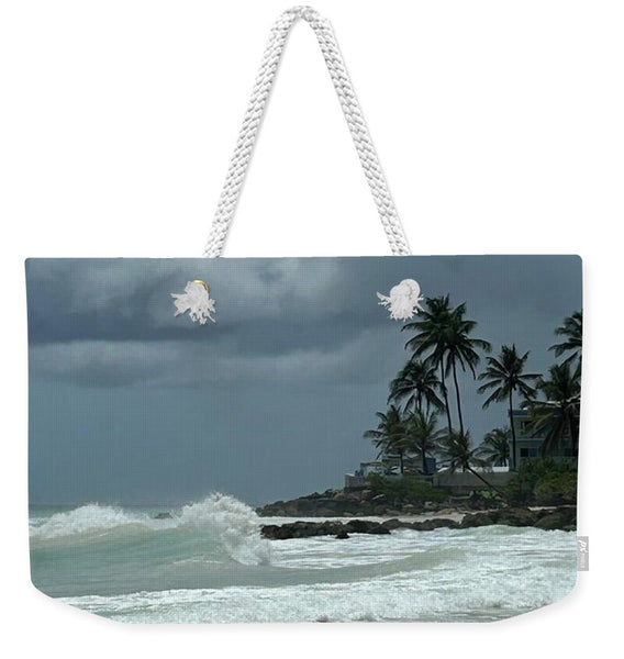 Tropical Beach with Stormy Sky - Weekender Tote Bag