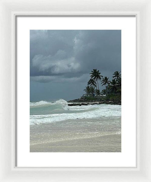 Tropical Beach with Stormy Sky - Framed Print