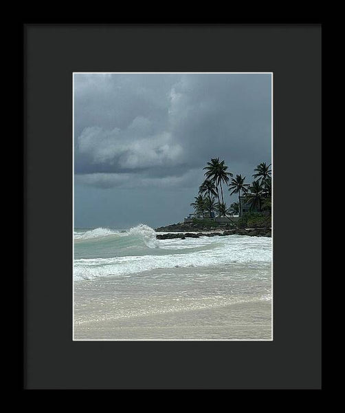 Tropical Beach with Stormy Sky - Framed Print