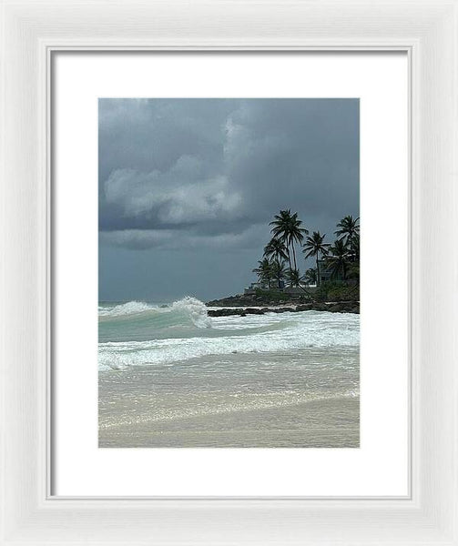 Tropical Beach with Stormy Sky - Framed Print