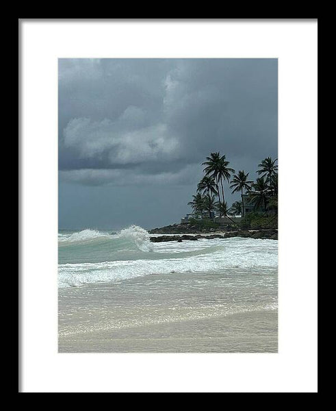 Tropical Beach with Stormy Sky - Framed Print