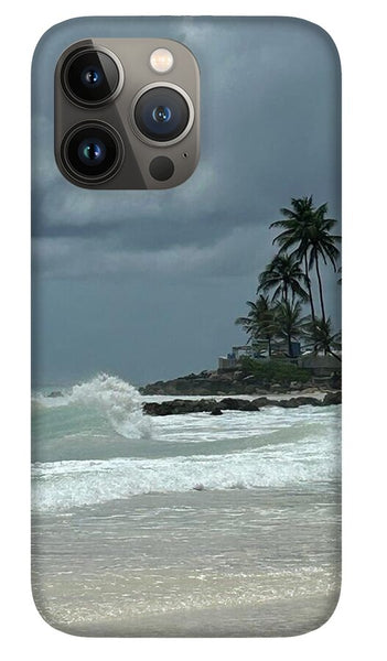 Tropical Beach with Stormy Sky - Phone Case