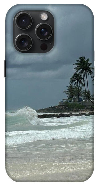 Tropical Beach with Stormy Sky - Phone Case
