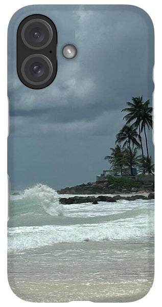 Tropical Beach with Stormy Sky - Phone Case