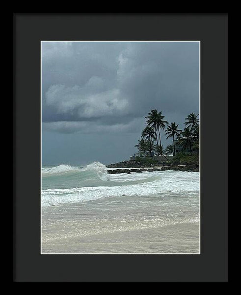Tropical Beach with Stormy Sky - Framed Print