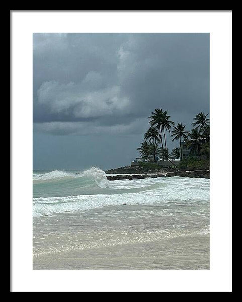Tropical Beach with Stormy Sky - Framed Print