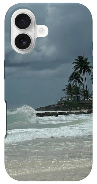 Tropical Beach with Stormy Sky - Phone Case
