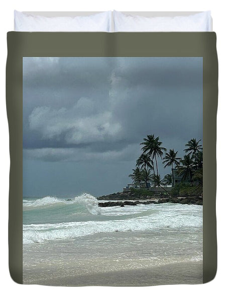 Tropical Beach with Stormy Sky - Duvet Cover