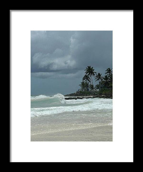 Tropical Beach with Stormy Sky - Framed Print