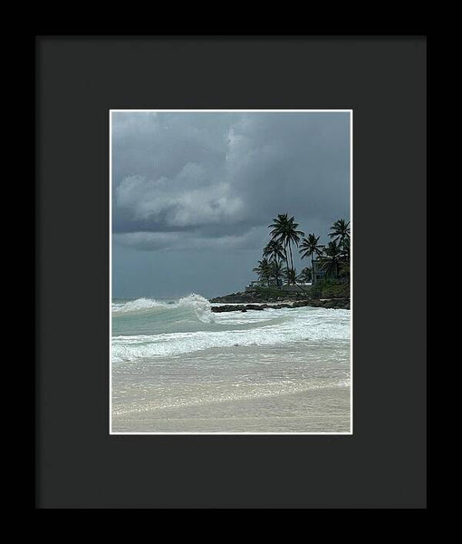 Tropical Beach with Stormy Sky - Framed Print