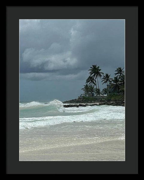 Tropical Beach with Stormy Sky - Framed Print