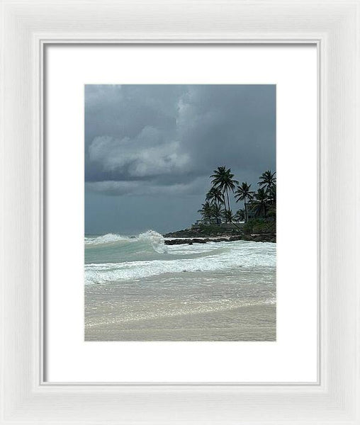 Tropical Beach with Stormy Sky - Framed Print