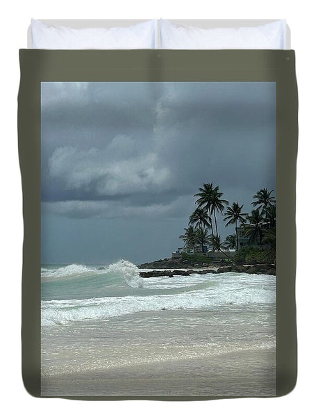 Tropical Beach with Stormy Sky - Duvet Cover