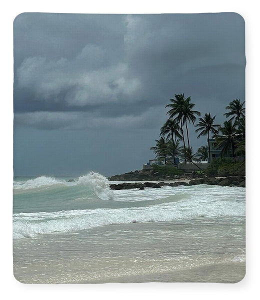 Tropical Beach with Stormy Sky - Blanket