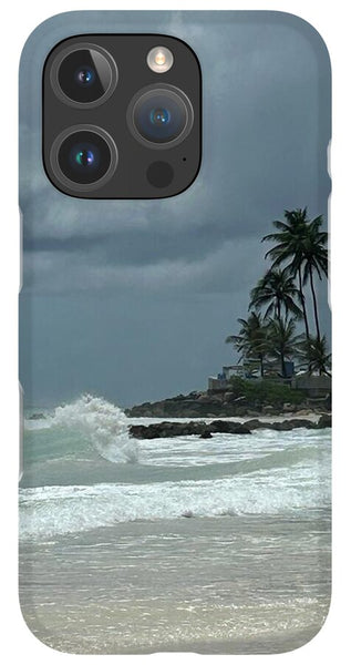 Tropical Beach with Stormy Sky - Phone Case