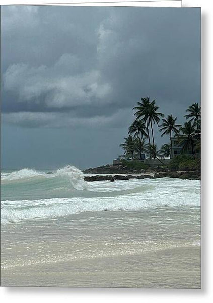 Tropical Beach with Stormy Sky - Greeting Card