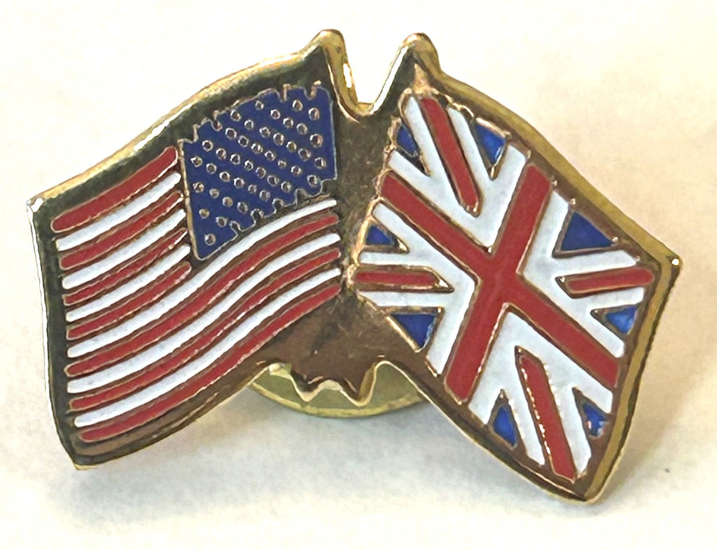 AMERICAN UNITED KINGDOM FLAG LAPEL PIN ENAMEL - USA / UNITED KINDOM
