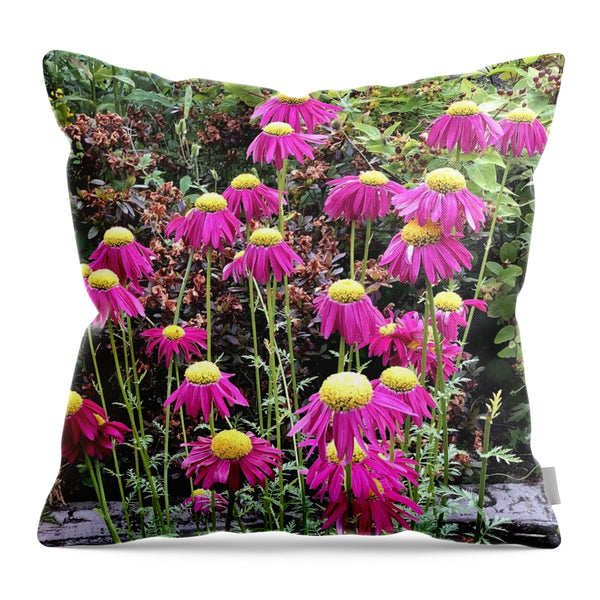 Vibrant Pink flowers Blooming - Throw Pillow