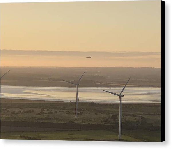 Wind Turbines at Sunset Frodsham UK - Canvas Print