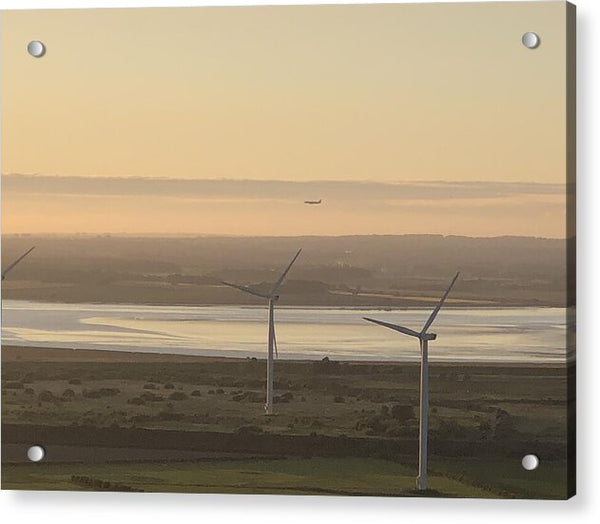 Wind Turbines at Sunset Frodsham UK - Acrylic Print