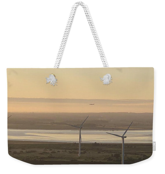 Wind Turbines at Sunset Frodsham UK - Weekender Tote Bag