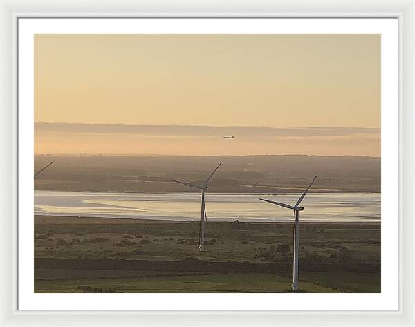 Wind Turbines at Sunset Frodsham UK - Framed Print