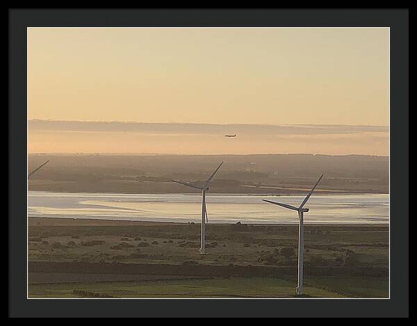 Wind Turbines at Sunset Frodsham UK - Framed Print