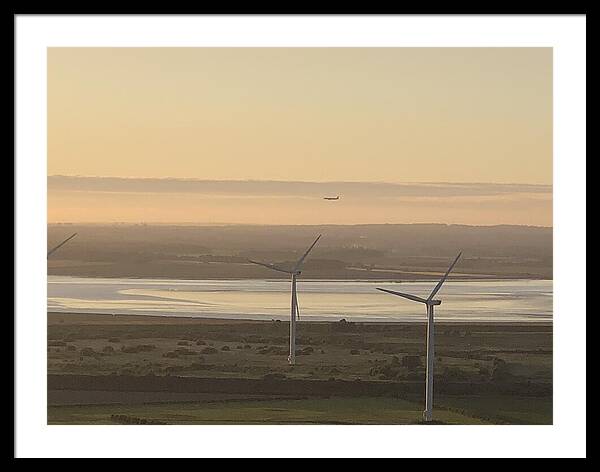 Wind Turbines at Sunset Frodsham UK - Framed Print