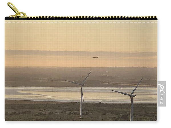 Wind Turbines at Sunset Frodsham UK - Zip Pouch