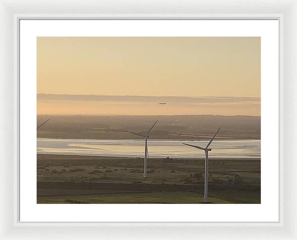 Wind Turbines at Sunset Frodsham UK - Framed Print