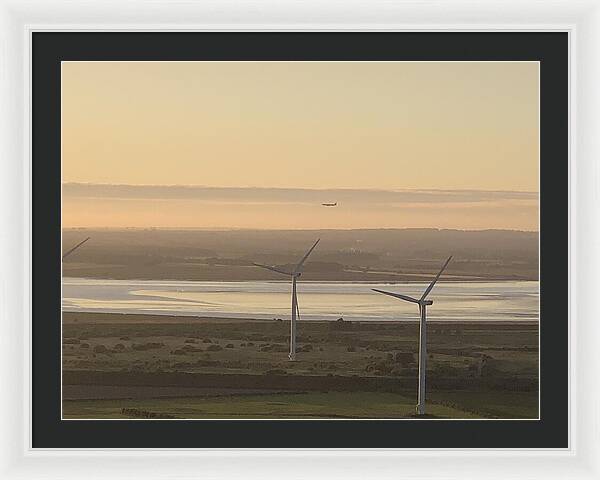Wind Turbines at Sunset Frodsham UK - Framed Print