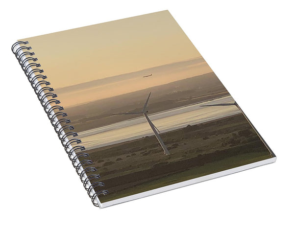 Wind Turbines at Sunset Frodsham UK - Spiral Notebook