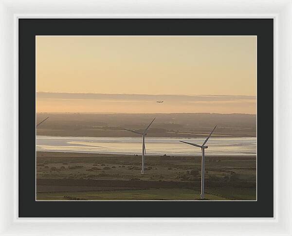 Wind Turbines at Sunset Frodsham UK - Framed Print