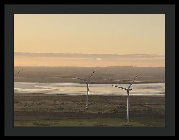 Wind Turbines at Sunset Frodsham UK - Framed Print