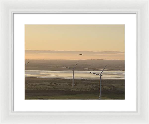 Wind Turbines at Sunset Frodsham UK - Framed Print