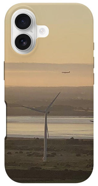 Wind Turbines at Sunset Frodsham UK - Phone Case