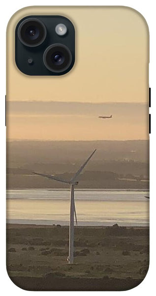 Wind Turbines at Sunset Frodsham UK - Phone Case