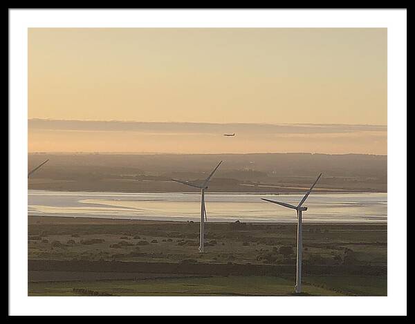 Wind Turbines at Sunset Frodsham UK - Framed Print
