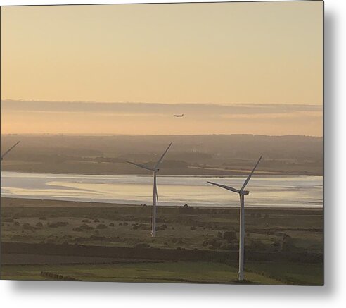 Wind Turbines at Sunset Frodsham UK - Metal Print