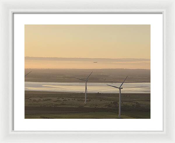 Wind Turbines at Sunset Frodsham UK - Framed Print