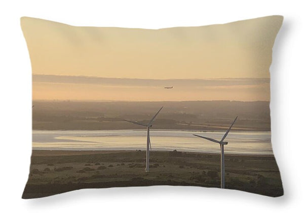Wind Turbines at Sunset Frodsham UK - Throw Pillow