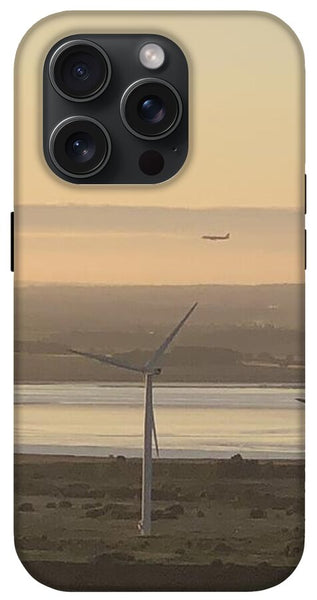 Wind Turbines at Sunset Frodsham UK - Phone Case