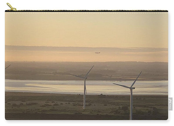 Wind Turbines at Sunset Frodsham UK - Zip Pouch