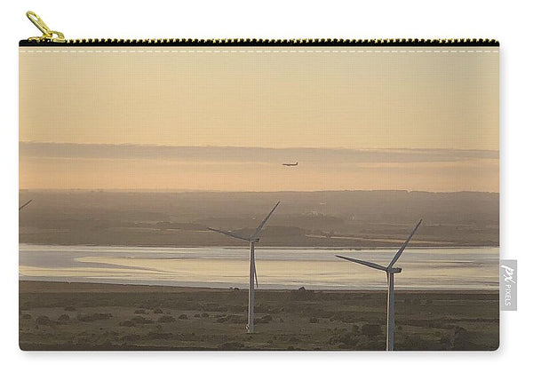 Wind Turbines at Sunset Frodsham UK - Zip Pouch