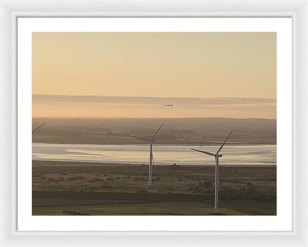 Wind Turbines at Sunset Frodsham UK - Framed Print