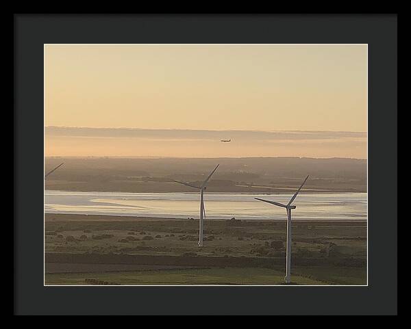 Wind Turbines at Sunset Frodsham UK - Framed Print