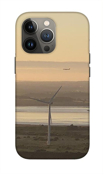 Wind Turbines at Sunset Frodsham UK - Phone Case