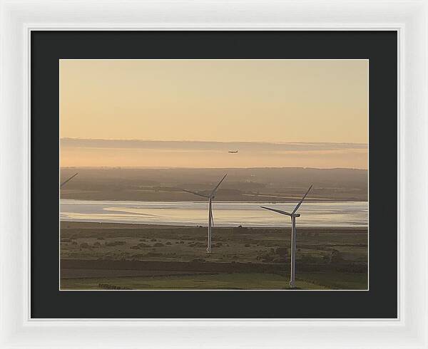 Wind Turbines at Sunset Frodsham UK - Framed Print